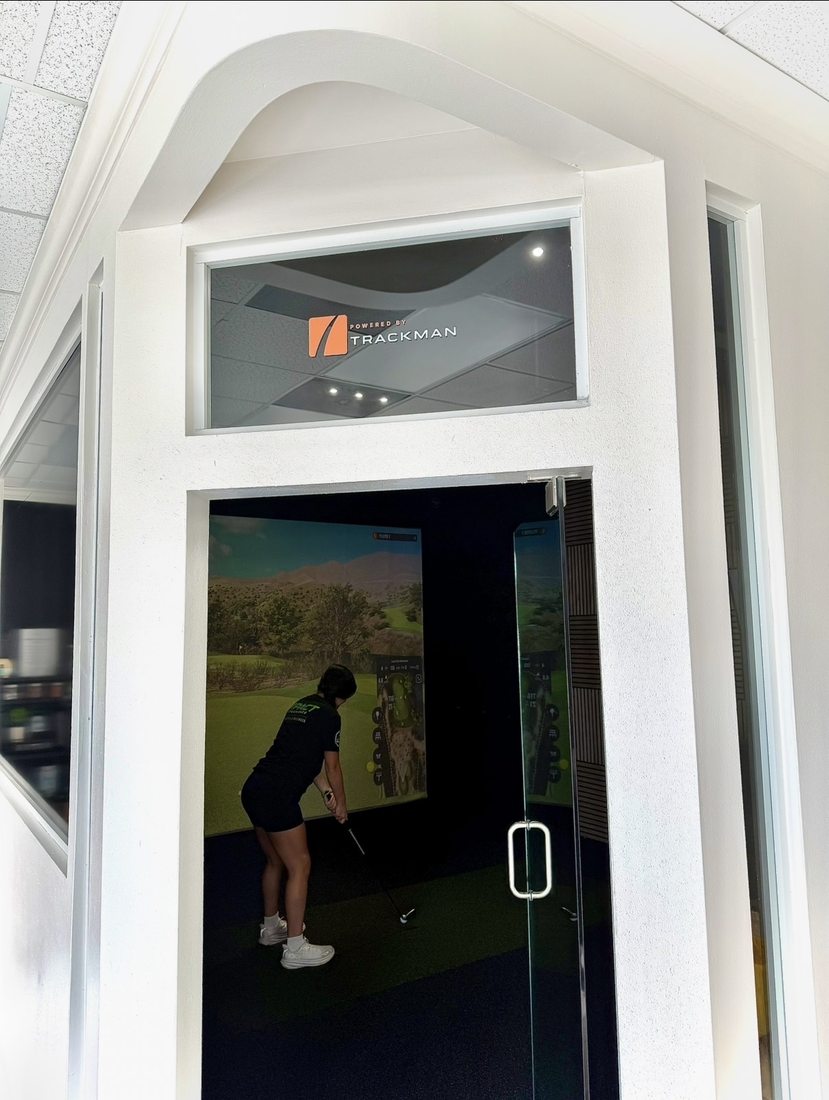Entrance to the private TrackMan golf studio at Impact Performance